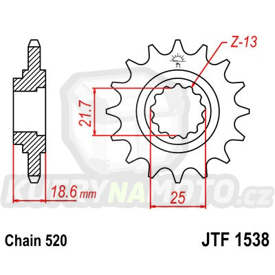Řetězové kolečko JT JTF 1538-14 14 zubů, 520