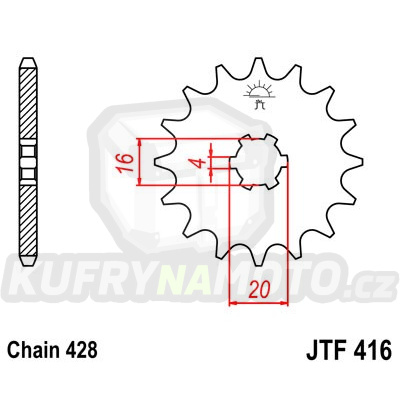 Řetězové kolečko JT JTF 416-13 13 zubů, 428