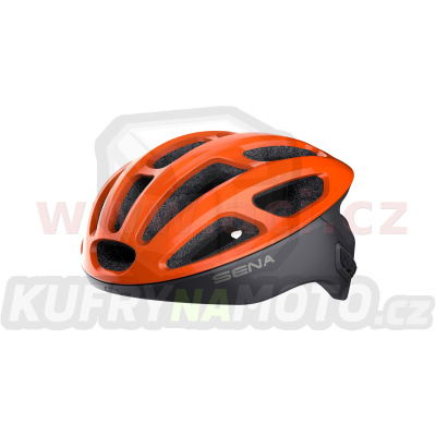 cyklo přilba s headsetem R1, SENA (oranžová)