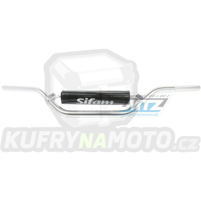 Řidítka s hrazdou (průměr 22mm) KYOTO s polstrem - vyšší provedení &quot;Enduro/ATV&quot; - stříbrné