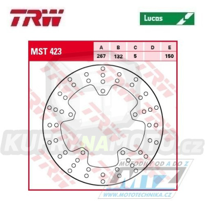 Kotouč brzdový TRW MST423 (267/132/5D) - Yamaha FZ8N + FZ8S + RA 125X-MAX + YP125R X-Max / YP250R X-Max + RA300X-MAX + RA400X-MAX + YP400Majesty