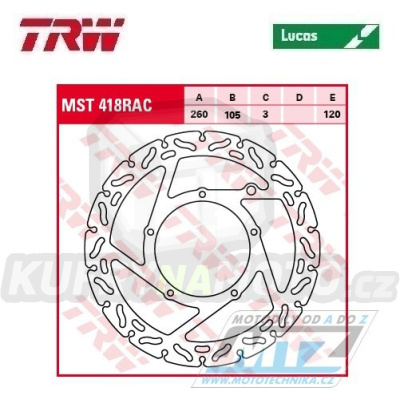 Kotouč brzdový TRW MST418RAC (260/105/5D) - zubatý design - BMW G450X / 08-11