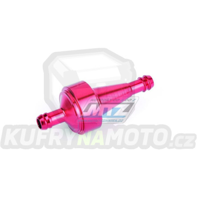 Filtr palivový/benzínový - průměr 1/4&quot; (6mm) - hliníkové tělo - barva červený