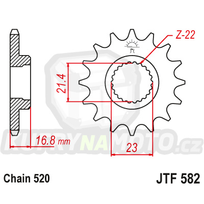 Řetězové kolečko JT JTF 582-16RB 16 zubů, 520 pogumované