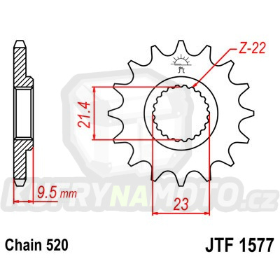 Řetězové kolečko JT JTF 1577-15 15 zubů, 520
