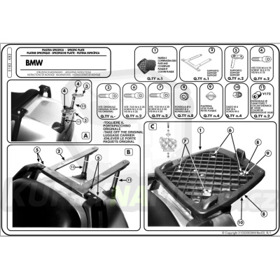 Montážní sada – nosič kufru držák Kappa Bmw R 1100 RS 1994 – 1998 K1559-K83