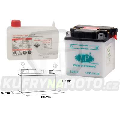 LANDPORT baterie 12N5,5A-3B 12V (s elektrolytem)