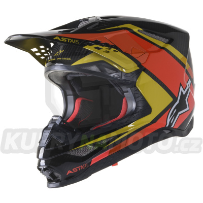 přilba SUPERTECH S-M10 CARBON META2, ALPINESTARS (černá/žlutá/oranžová lesklá) 2023