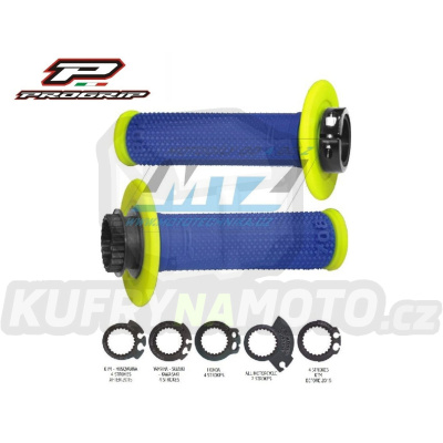 Rukojeti/Gripy Progrip 708 LOCK-ON 2takt+4takt (ODI SCS) včetně 5 nástavců - modro-žluté