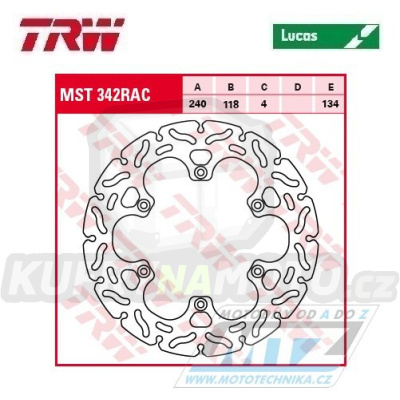 Kotouč brzdový TRW MST342RAC (240/118/6D) - zubatý desing - Suzuki RM125 / 99-11+RM250 / 99-12 + RMX250 / 89-00