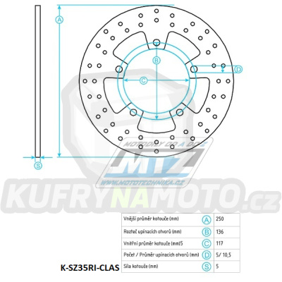 Kotouč brzdový (250/117/5D) - Suzuki AN650 Burgman / 05-20