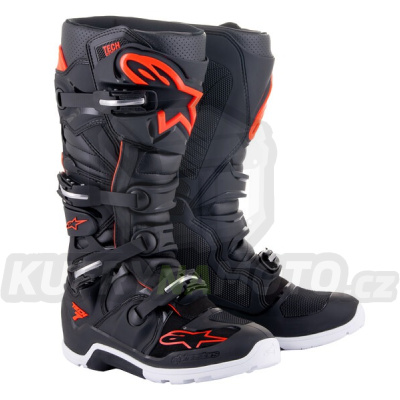 boty TECH 7 ENDURO, ALPINESTARS (černá/červená fluo/bílá) 2024