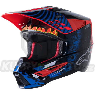 přilba S-M5 SOLAR FLARE, ALPINESTARS (černá/modrá/červená fluo/žlutá fluo) 2023