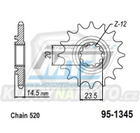 Kolečko řetězové (pastorek) 1345-13zubů MTZ - Honda CRF450L / 19-20 + CRF450RL / 21 + CRF450X / 19-21