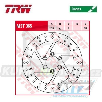 Kotouč brzdový TRW MST365 (275/57/6D) - Suzuki VS1400 Intruder / 87-04