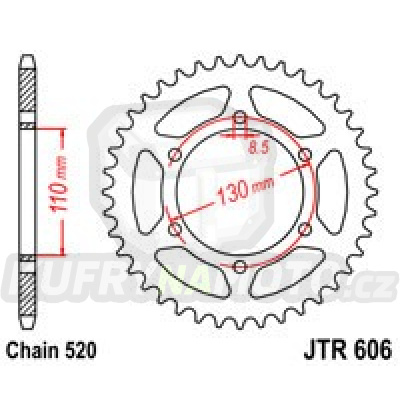 Řetězová rozeta JT JTR 606-43 43 zubů, 520