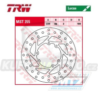 Kotouč brzdový TRW MST355 (230/86/6D) - Yamaha DT125LC / 82-87+DT125R / 88-06+DTZ125 Tenere / 89-94+WR125 / 90-92 + YZ125+YZ250 / 86-89 + YZ360 / 89-93+WR500 / 92-93 + TT350 / 86-99 + TT600R / 84-92 + TM GS125 / 90-92