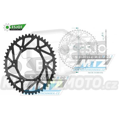 Rozeta ocelová (převodník) 0210-49zubů ESJOT ULTRALIGHT 50-32045-49L Offroad (černá) - Honda CR125+CR250+CR500 + CRF250R+CRF250X+CRF450R+CRF450X+CRF450RX+CRF450L + CRM250+CRF150F + CRF230F / 03-19 + XR250S+XL250S+XL250 + XR250R+XR400R / 96-04 + XR65