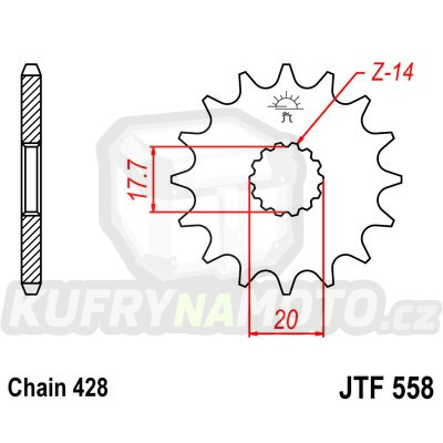 Řetězové kolečko JT JTF 558-16RB 16 zubů, 428 pogumované
