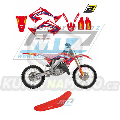 Polepy s potahem sedla (sada polepů a potah sedla Graphics) - Honda CR125+CR250 / 02-07 - typ polepů Replica Team HRC