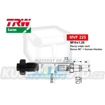 Koncovka brzdové hadice TRW VarioFlex MVF225 (šroubení vnější závit M10x1,25 pevné) - barva černá