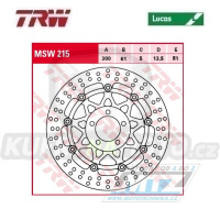 Kotouč brzdový plovoucí TRW MSW215 (300/61/5D) - kulatý design - Kawaski ZZR250+ZXR400+ZR550 Zephyr+ZL600 Eliminator + ZX6R+ZZR600+Z750+ZR750Zephyr+ZR7 + W800 + GPZ900R+GTR1000+Z1000+GPZ1100+ZX12R Ninja