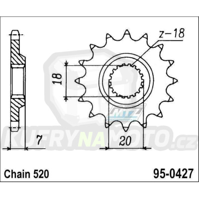 Kolečko řetězové (pastorek) 0427-12zubů MTZ - Suzuki RM125+RMZ250 + RM100+PE175+RS175