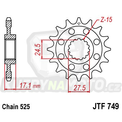 Řetězové kolečko JT JTF 749-15 15 zubů, 525