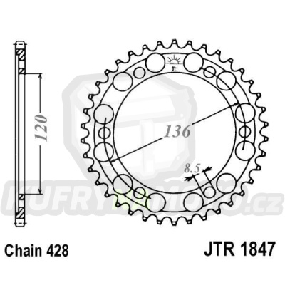 Řetězová rozeta JT JTR 1847-57 57 zubů, 428