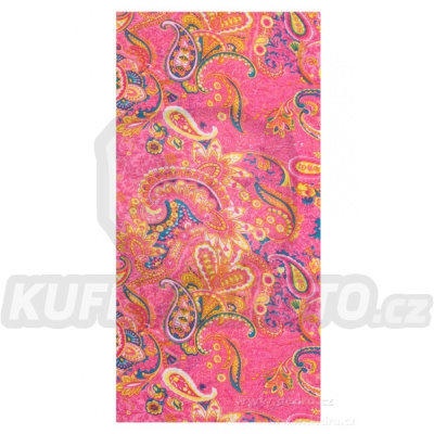 Multifunkční šátek DEDRA fuchsiový s barevnými ornamenty