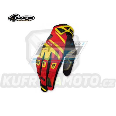 Rukavice motokros UFO TRACE - červeno-žlutá - velikost XL