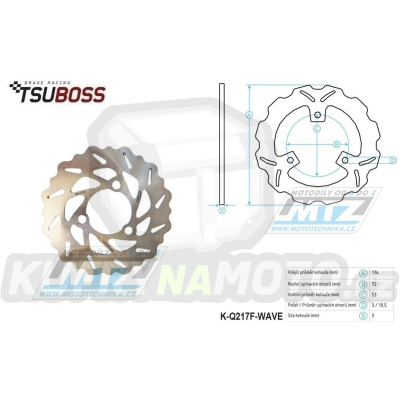 Kotouč brzdový MTZ nerezový - zubatý desing Wave - Honda TRX250 + TRX300 + TRX400 + TRX450 + TRX700
