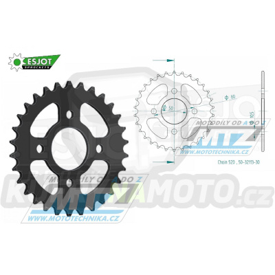 Rozeta ocelová (převodník) 32113-30zubů ESJOT 50-32113-30 - Eton CXL150 Challenger / 03-13 + EXL150 Yukon Straße+YXL150 Yukon / 04-13 + VXL250 Vector / 06 + Sym Quad Lander 200 / 05-10 + Quadlander 250 / 04-14