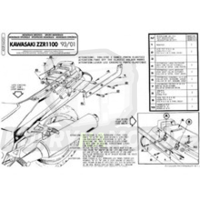 Kit pro montážní sada – nosič kufru Kappa Kawasaki ZZR 1100 1993 – 2001 K1622-K4220