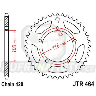 Řetězová rozeta JT JTR 464-44 44 zubů, 420 - akce