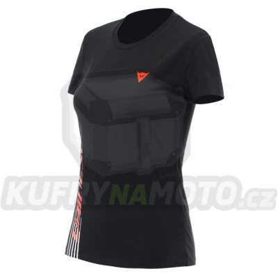 Dámské triko DAINESE LOGO černo/fluo červené
