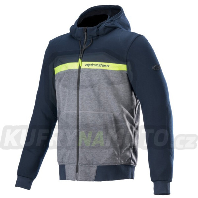 bunda CHROME STREET HOODIE, ALPINESTARS (modrá/šedá/žlutá fluo) 2024