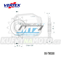 Kolečko řetězové (pastorek) TM300-13zubů VERTEX 891-4046K13 - TM MX300+ EN250+EN300 / 95-20 + MX250F+EN250F / 01-10 + MX400F+MX450F+MX530F+EN400F +EN450F+EN530F / 01-20