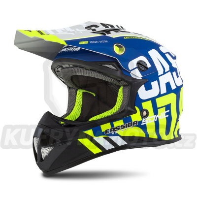 přilba Cross Cup Sonic Junior, CASSIDA, dětská (modrá matná/bílá/žlutá fluo/černá/šedá) 