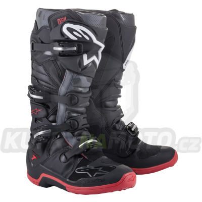 boty TECH 7, ALPINESTARS (černá/šedá/červená) 2024