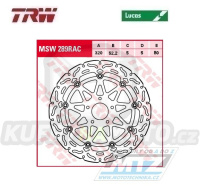 Kotouč brzdový plovoucí TRW MSW289RAC (320/52,2/5D) - zubatý design - Husqvarna Vitpilen701 + KTM Duke690 / 12-20