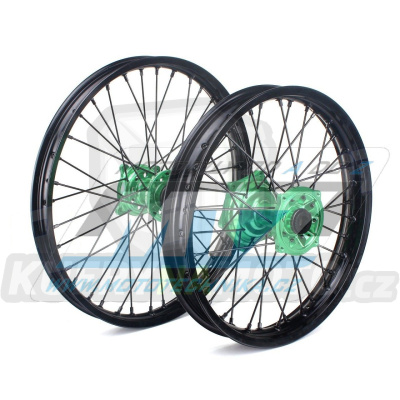 Kolo kompletní přední 1,60x21&quot; (zelený náboj / černý ráfek) - Kawasaki KX125+KX250 + KXF250+KX250+KXF450+KX450