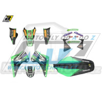 Polepy s potahem sedla (sada polepů a potah sedla Graphics) - Kawasaki KX65 / 00-23 - typ polepů Replica Kawasaki Racing Team (KRT)