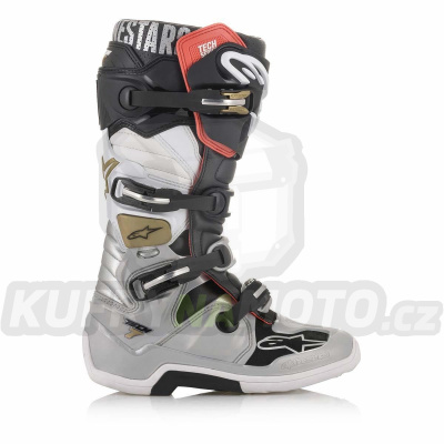 Boty Alpinestars TECH7 offroadové/motocrossové - černo-stříbrno-zlaté