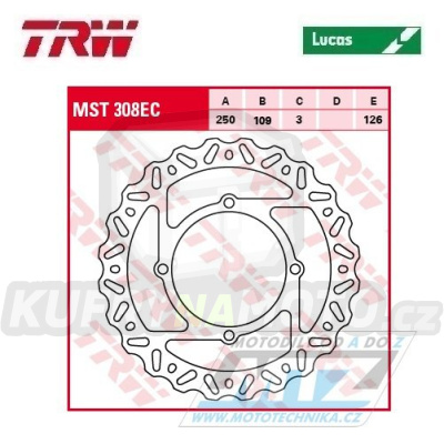 Kotouč brzdový TRW MST308EC (250/109/4D) - Kawasaki KX125+KX250+KXF250+KXF450 + KLX450