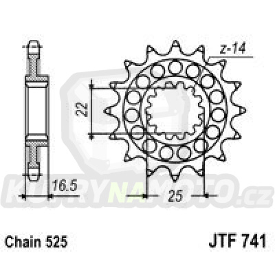 Řetězové kolečko JT JTF 741-14 14 zubů, 525
