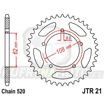 Řetězová rozeta JT JTR 21-40 40 zubů, 520
