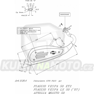 Výfuk Leo Vince Vespa SPRINT 50 2 stroke 2014 - 2017 SITOPLUS LVKN981-0264