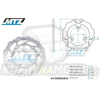 Kotouč brzdový MTZ - zubatý desing Wave - Yamaha YZ85 / 02-25 + YZ80 / 93-01 + Suzuki RM85 / 05-23
