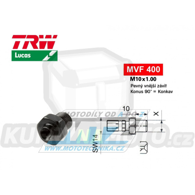 Koncovka brzdové hadice TRW VarioFlex MVF400 (šroubení vnější závit M10x1 pevné) - barva černá
